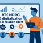 Illustration BTS NDRC digitalisation relation client avec étudiant et écrans CRM multicanaux