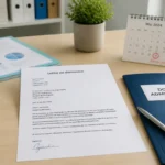 Lettre de démission pendant une disponibilité dans la fonction publique, avec stylo, dossier administratif et calendrier posé sur un bureau